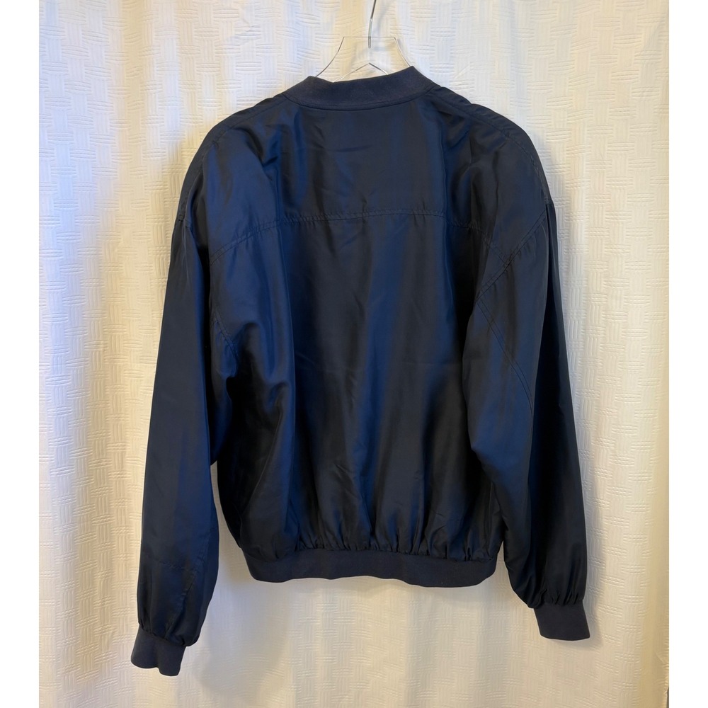Vintage Protest Silk Bomber Jacket Mens Medium Navy Blue Full Zip Quilted Lined - Picture 2 of 4